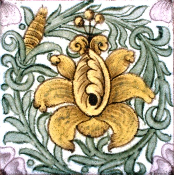 Tegel met bloemmotief door William de Morgan