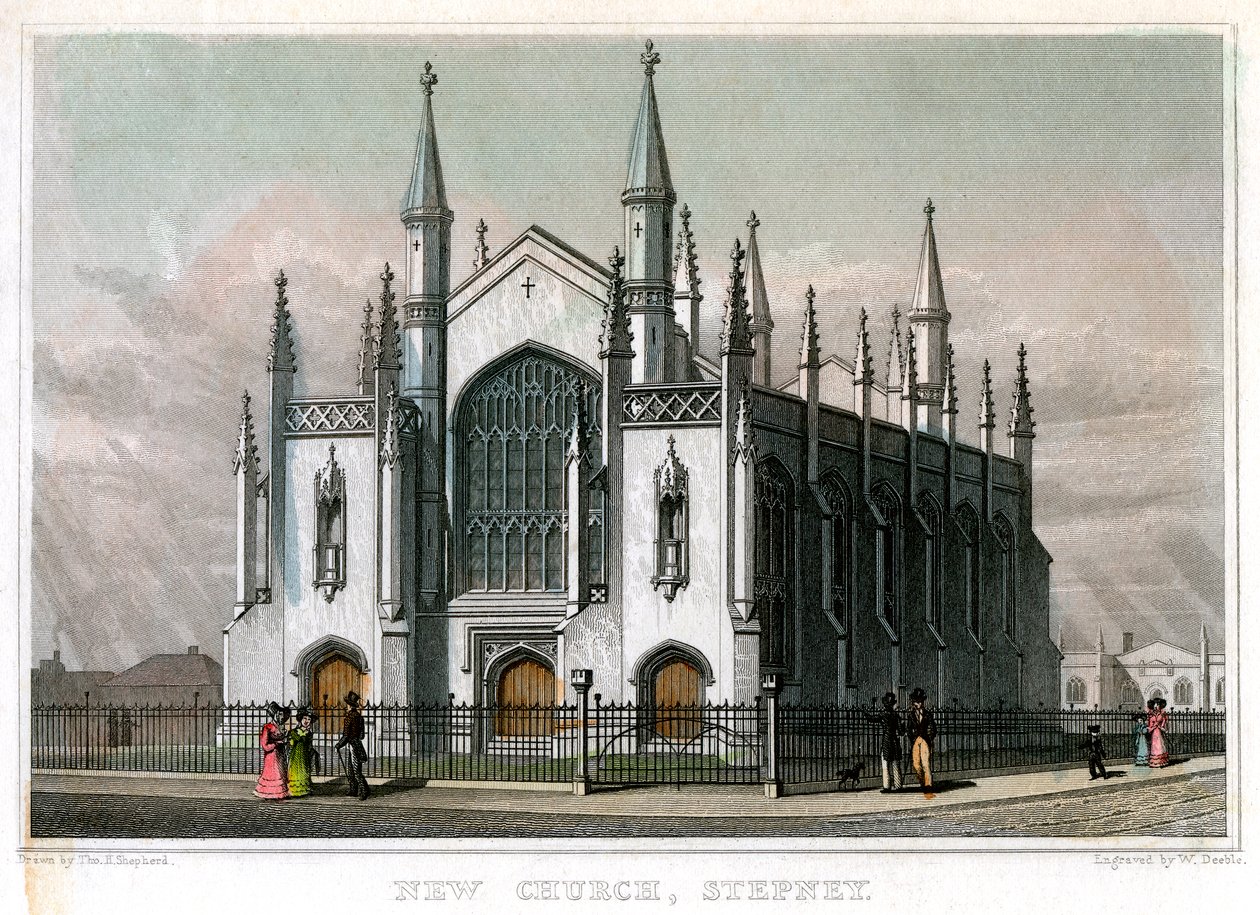 Nieuwe Kerk, Stepney, Londen, 1828 door William Deeble