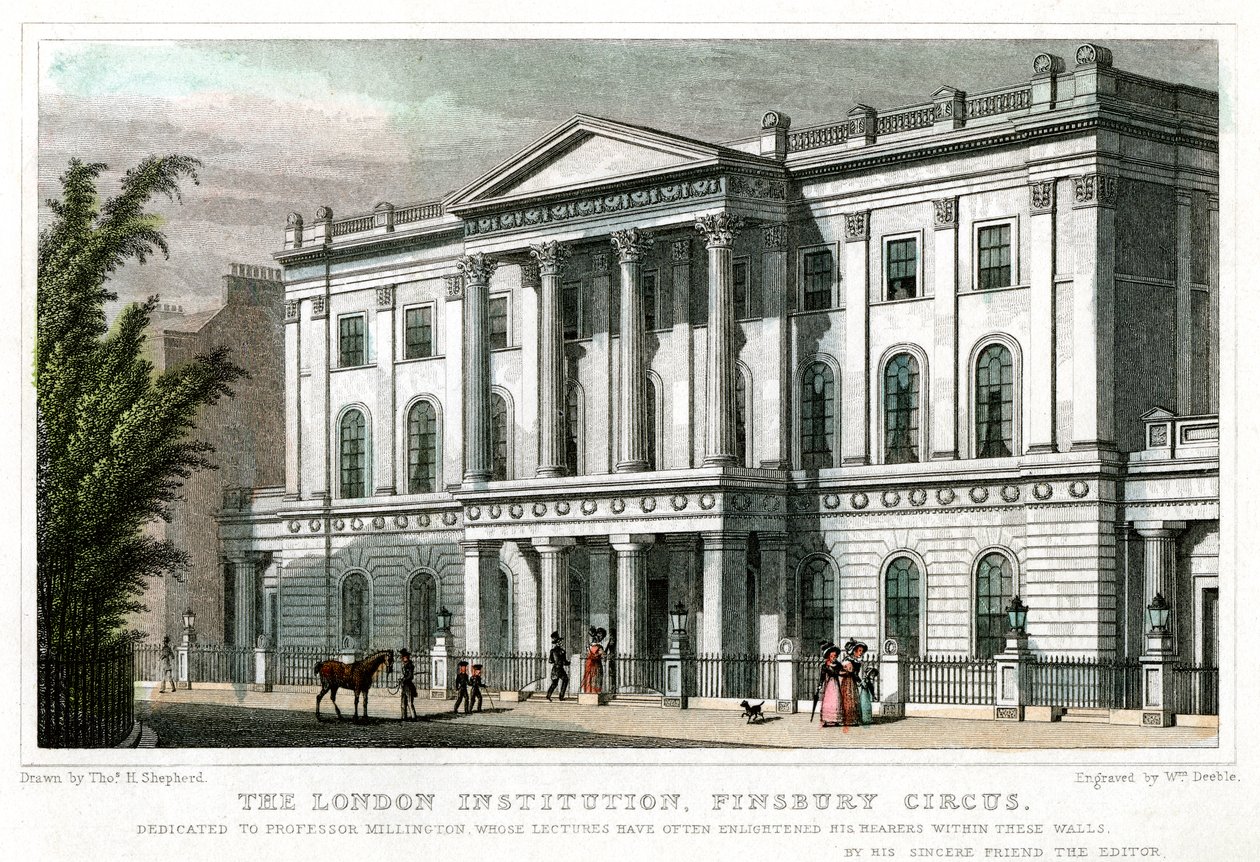 De London Institution, Finsbury Circus, Londen, 1827 door William Deeble