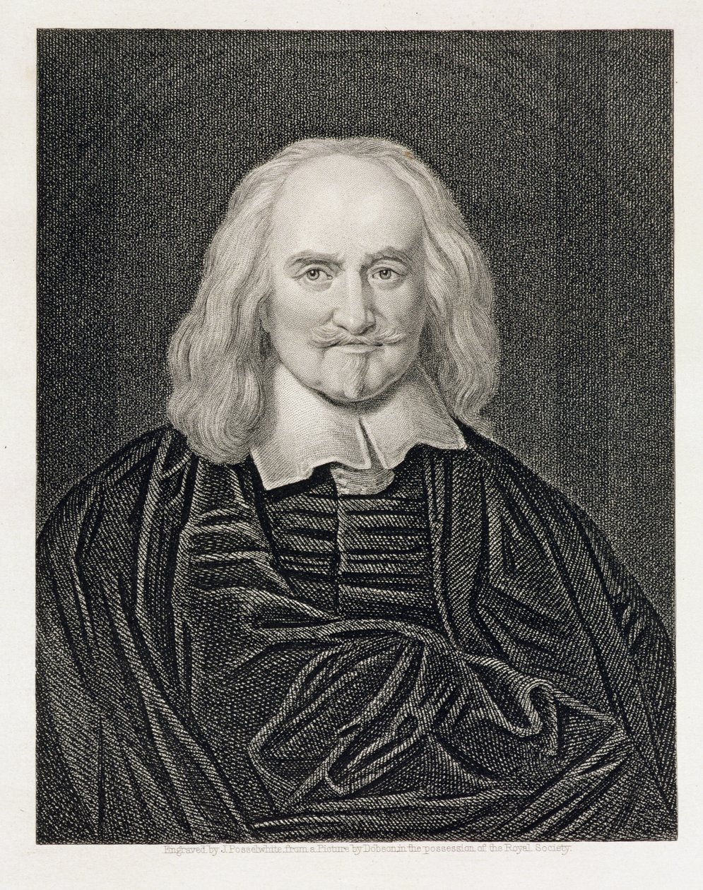 Portret van Thomas Hobbes (1588-1679) gegraveerd door James Posselwhite (1798-1884) uitgegeven door William Mackenzie door William Dobson