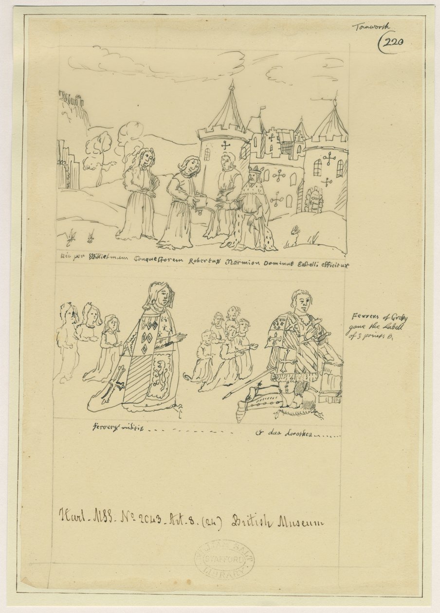 Tamworth Church - Vensterglas: inkttekening, nd [?17e eeuw] door William Dugdale