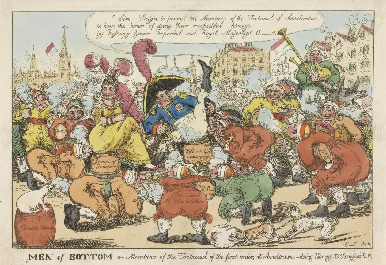 Hollanders willen het achterwerk van Napoleon kussen, 1811 door William Elmes