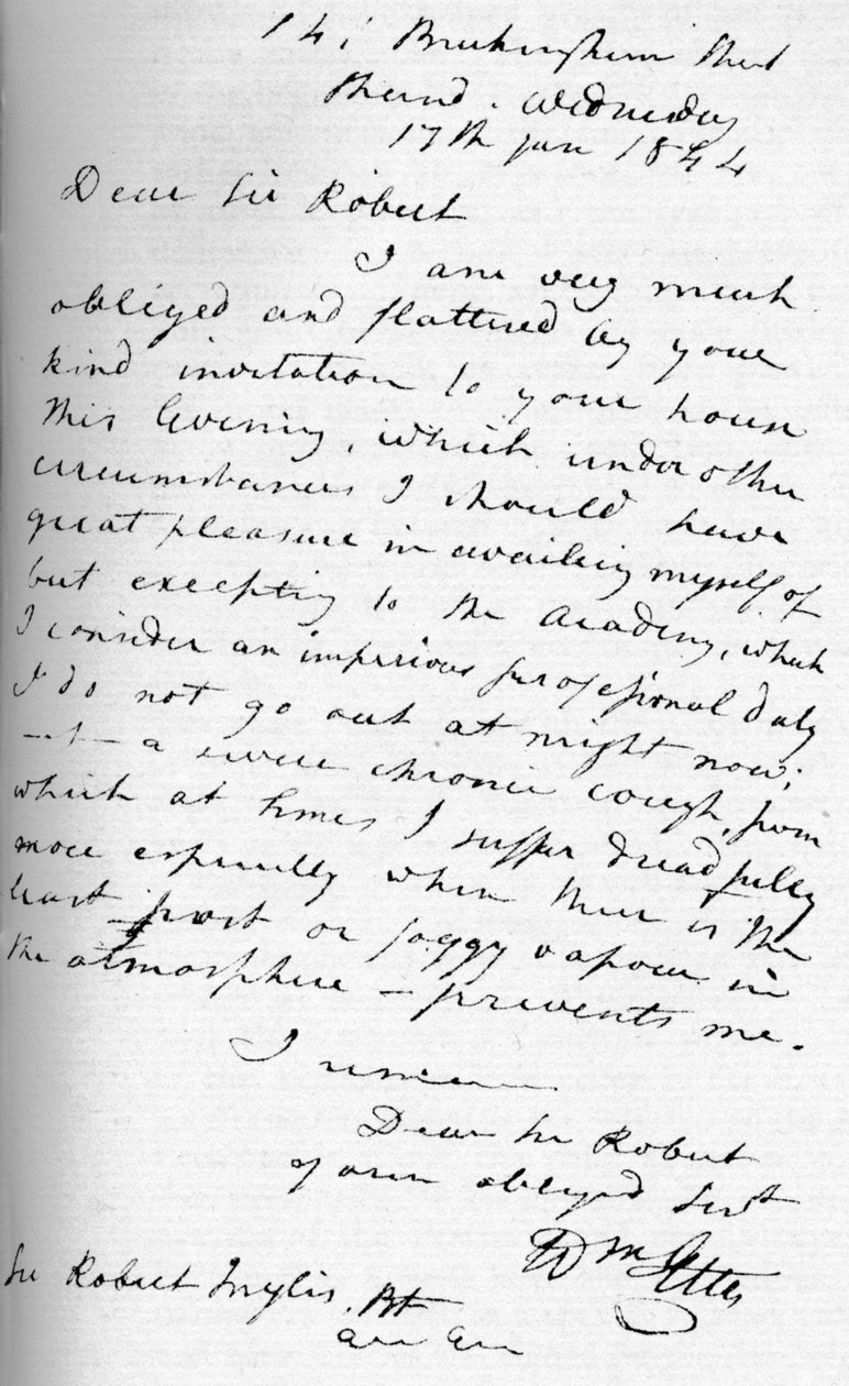Een brief van William Etty, 17 januari 1844 1904 door William Etty