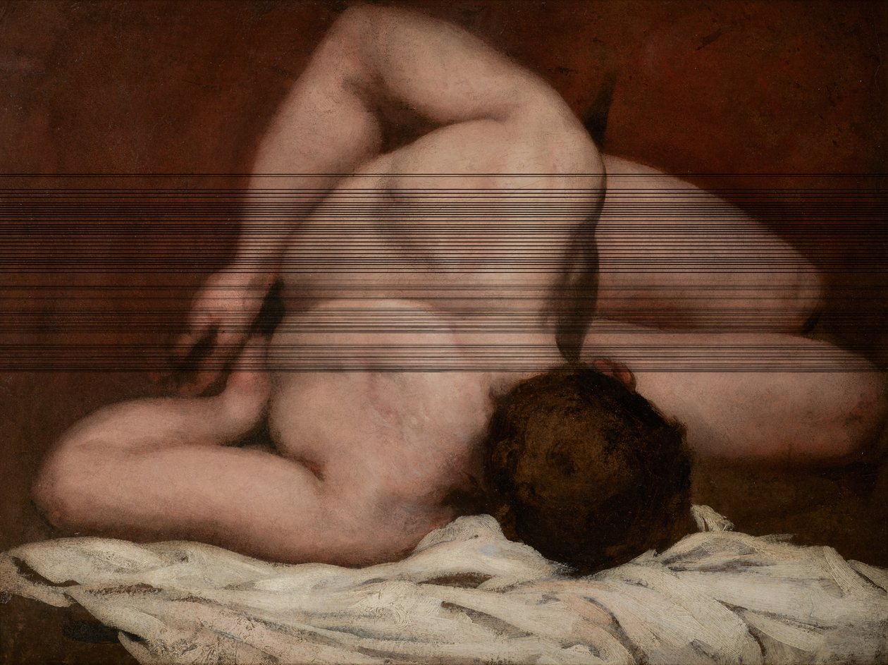 Mannelijk naakt (olieverf op doek) door William Etty