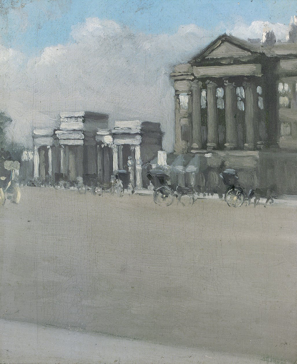 Hyde Park Corner in de mist door William Evelyn Osbourne