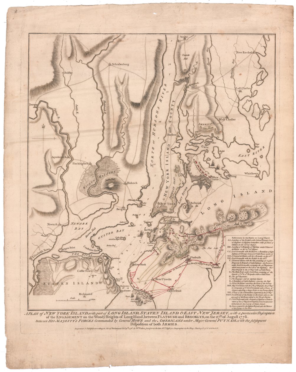Een plan van New York Island door William Faden