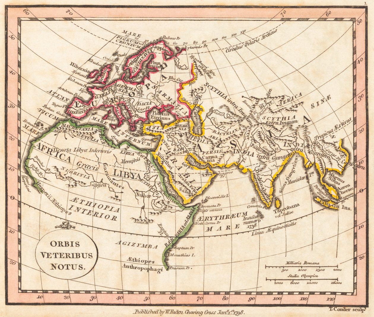 Kaart van de oude wereld door William Faden