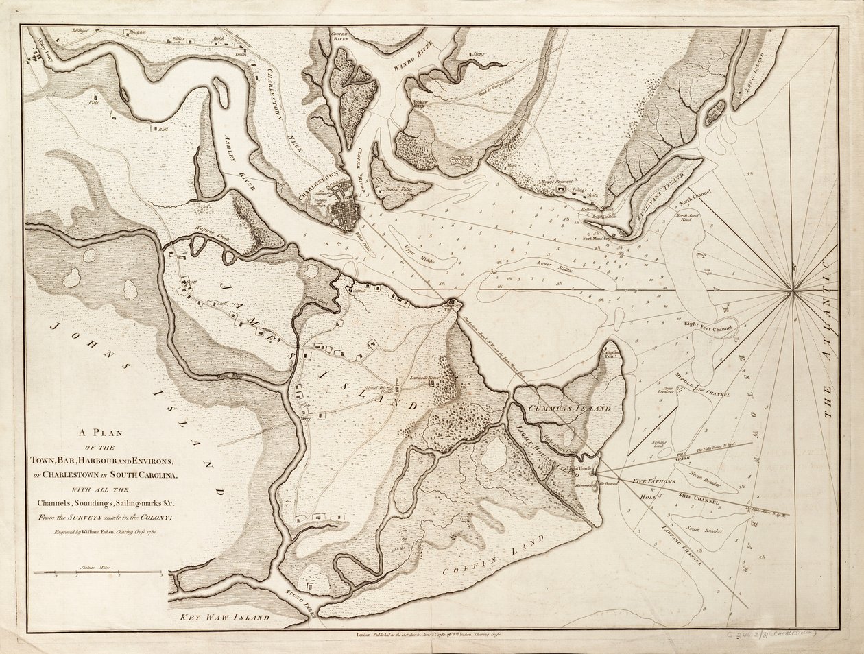 Plan van Charlestown, South Carolina door William Faden