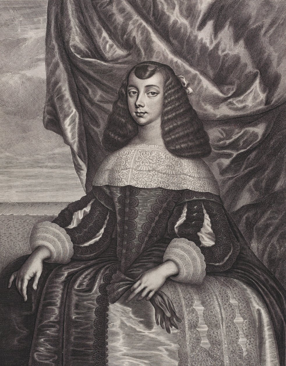 Catharina van Braganza, 1662 door William Faithorne
