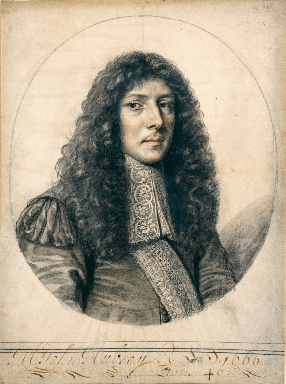 Portret van John Aubrey, 1666 door William Faithorne