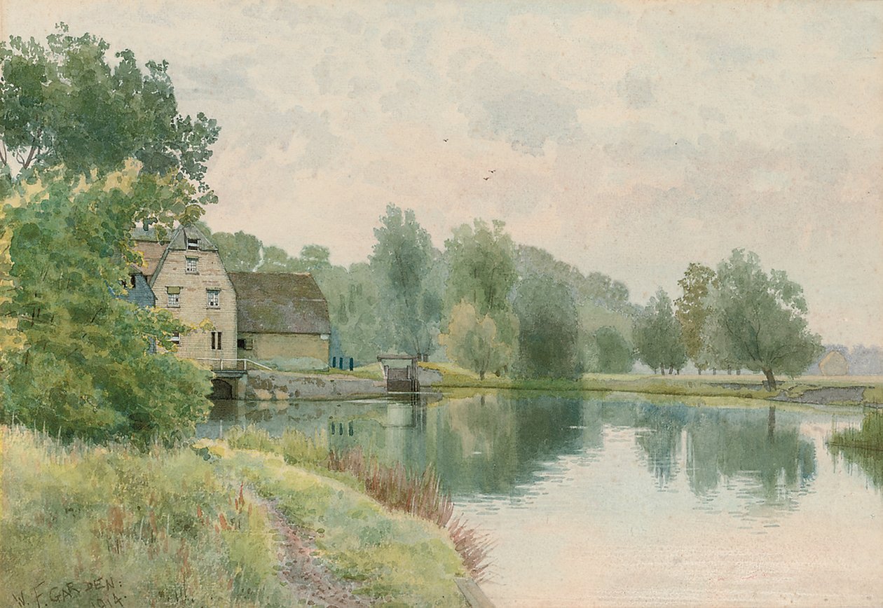 Houghton Mill aan de rivier Ouse, 1914 door William Fraser Garden