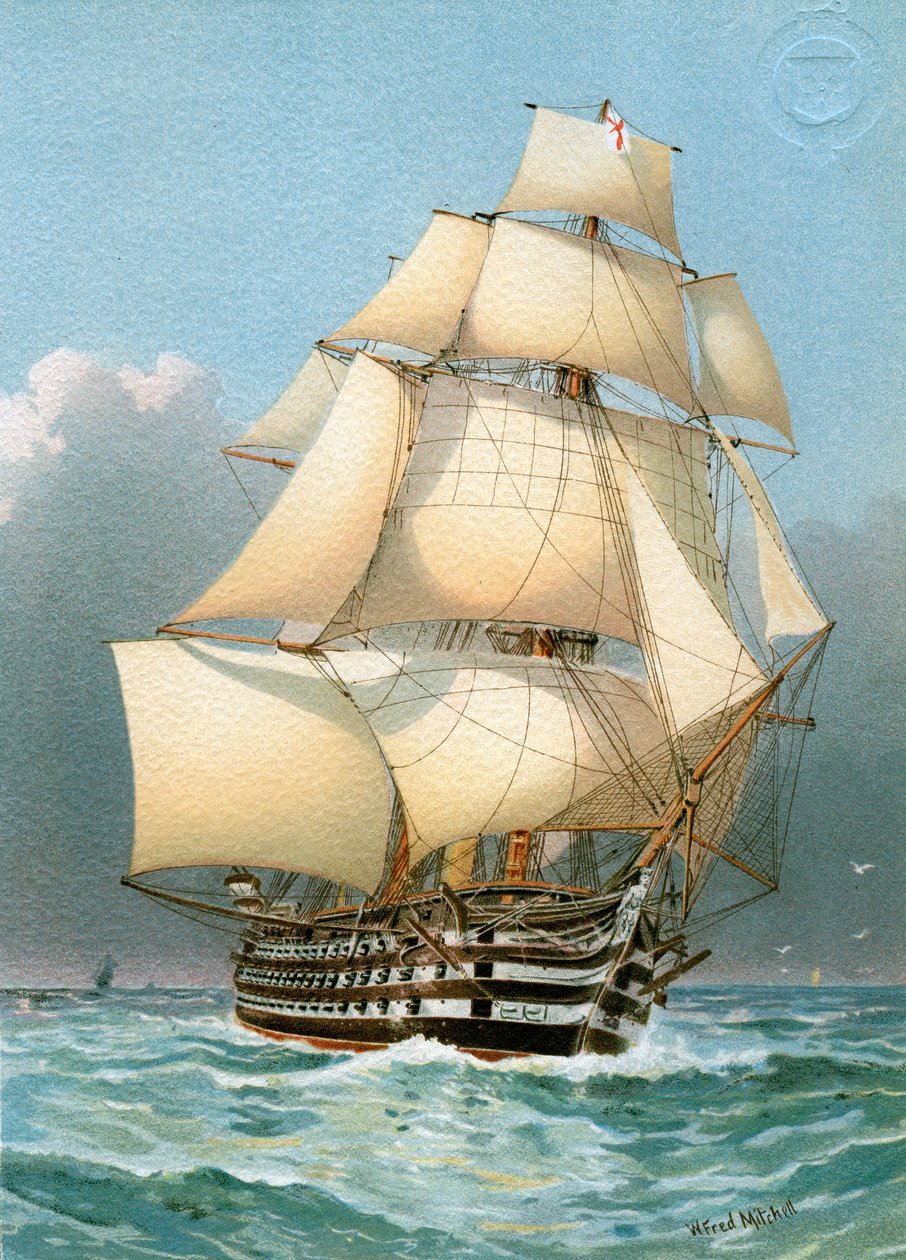 HMS Victoria, Royal Navy 121 kanon oorlogsschip, c1859 c1890-c1893 door William Frederick Mitchell