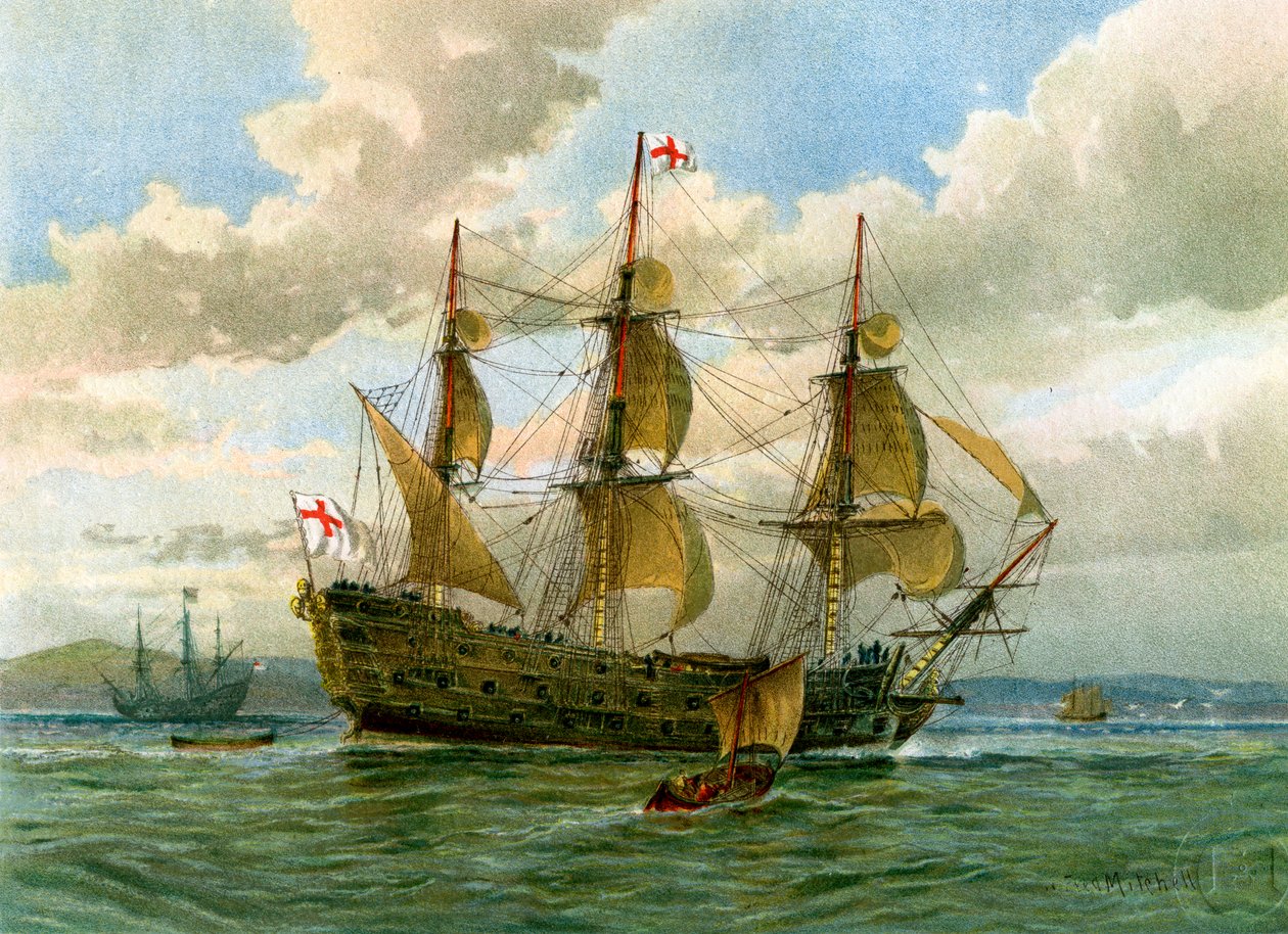 Royal Navy slagschip, ca. 1650 door William Frederick Mitchell