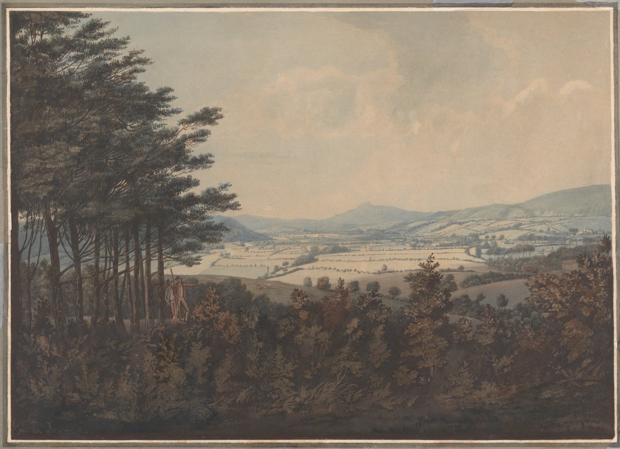 Landschap met vallei en bergen door William Green