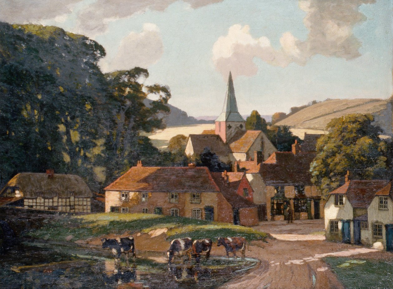 Harting dorp en vijver door William Gunning King