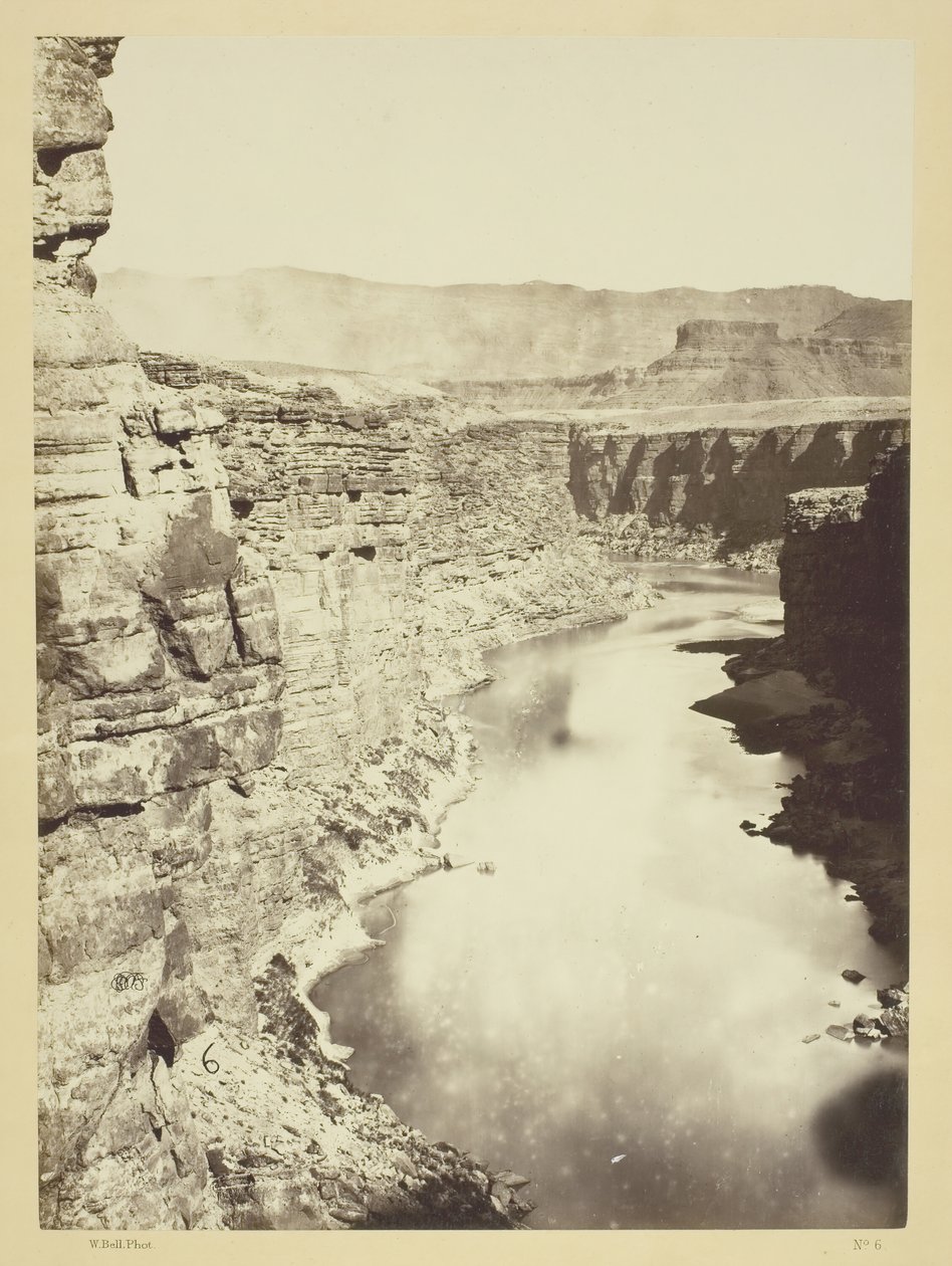 Grand Canyon, Colorado River, Bij Paria Creek, Kijken naar het Westen, 1872 door William H. Bell