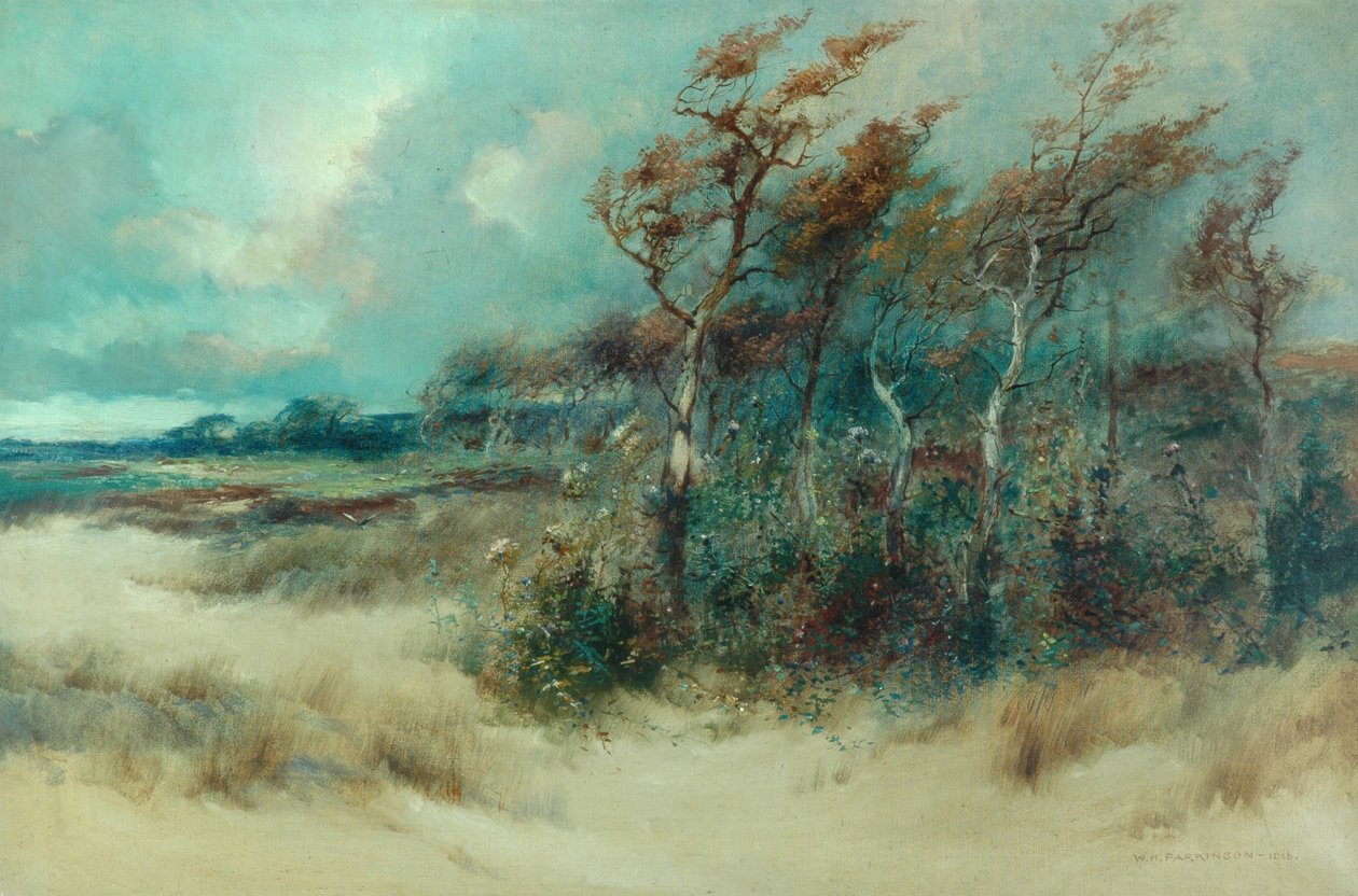Bomen in een Zanderige Laan, Heysham, 1916 door William H. Parkinson