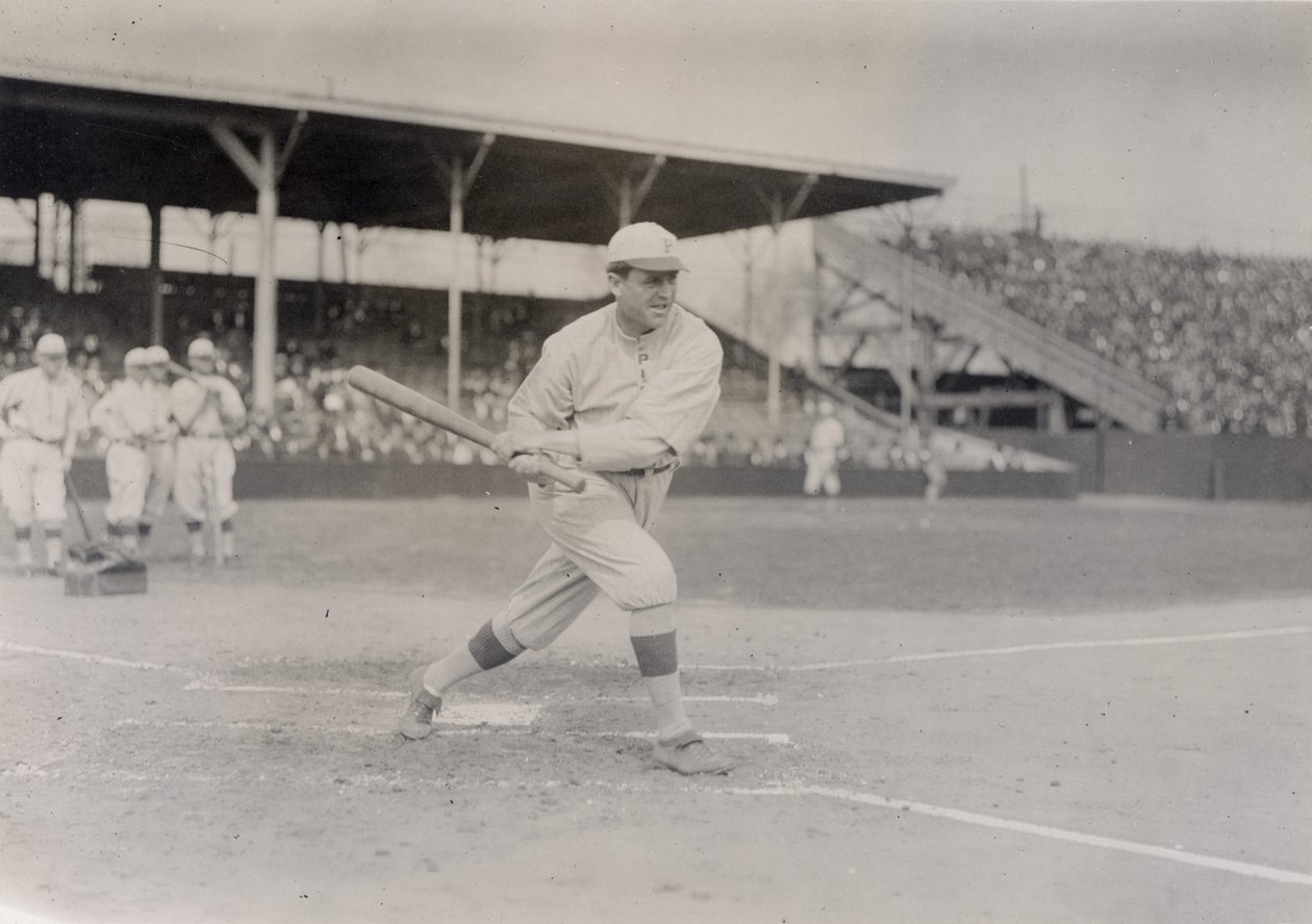 Mike Donlin, Pittsburgh Pirates buitenvelder, die een oefenswing maakt door William H. Trefts Jr.
