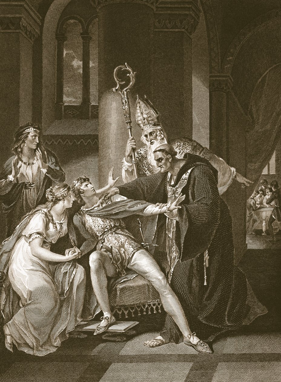 Edwy en Elgiva, gegraveerd door Isaac Taylor, illustratie uit David Hume
