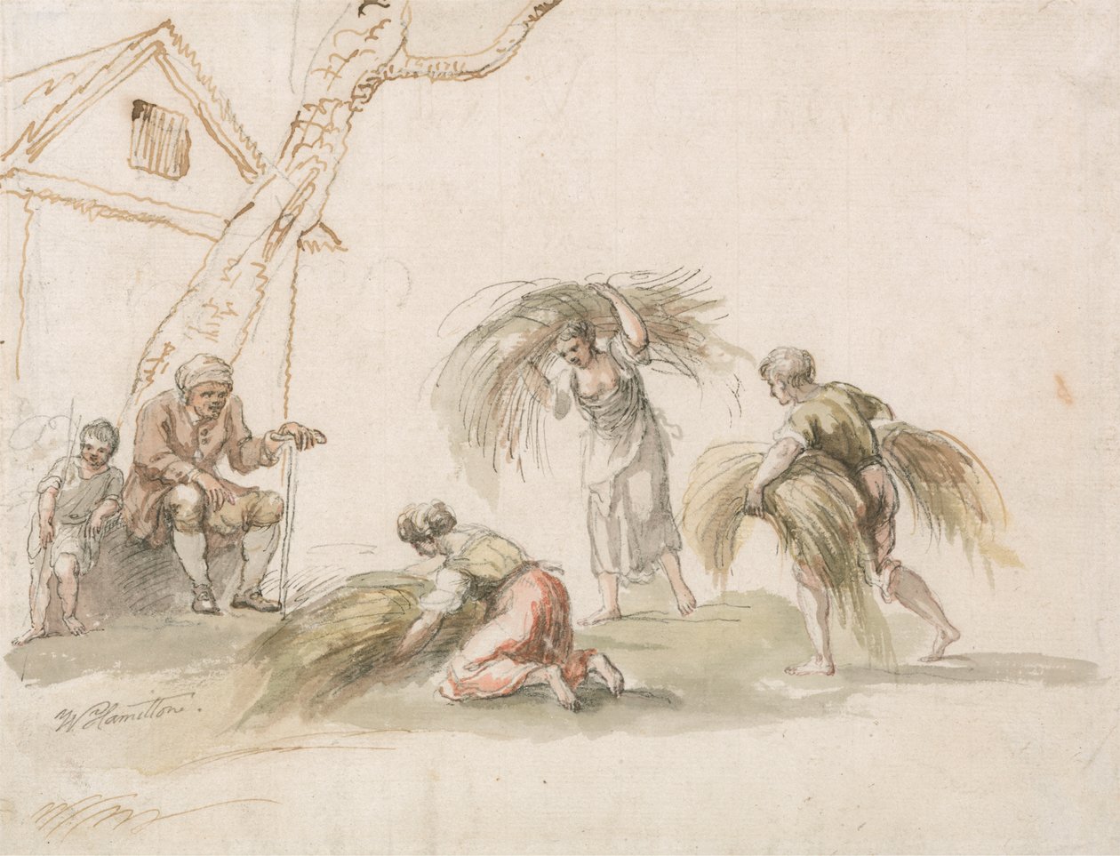 Figuren aan het Oogsten door William Hamilton