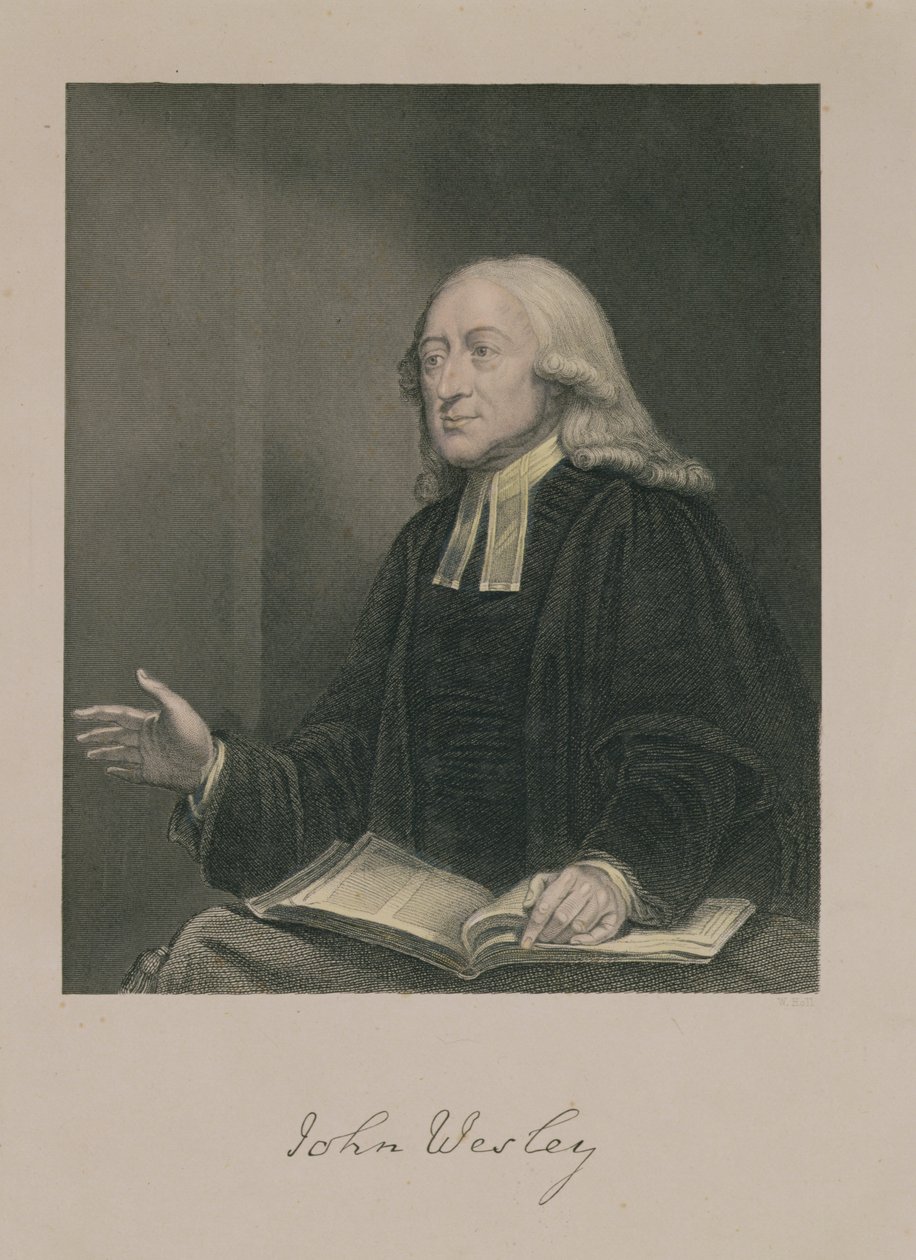 Portret van John Wesley (1703-91) gegraveerd door William Holl (1807-71) uitgegeven door A. Fullarton und Co. door William Hamilton
