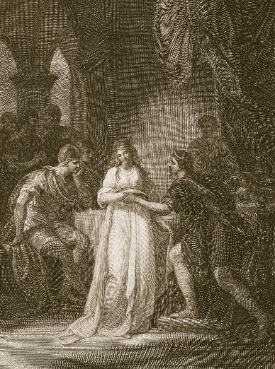 Vortigern en Rovena, gegraveerd door Delatre, illustratie uit David Hume