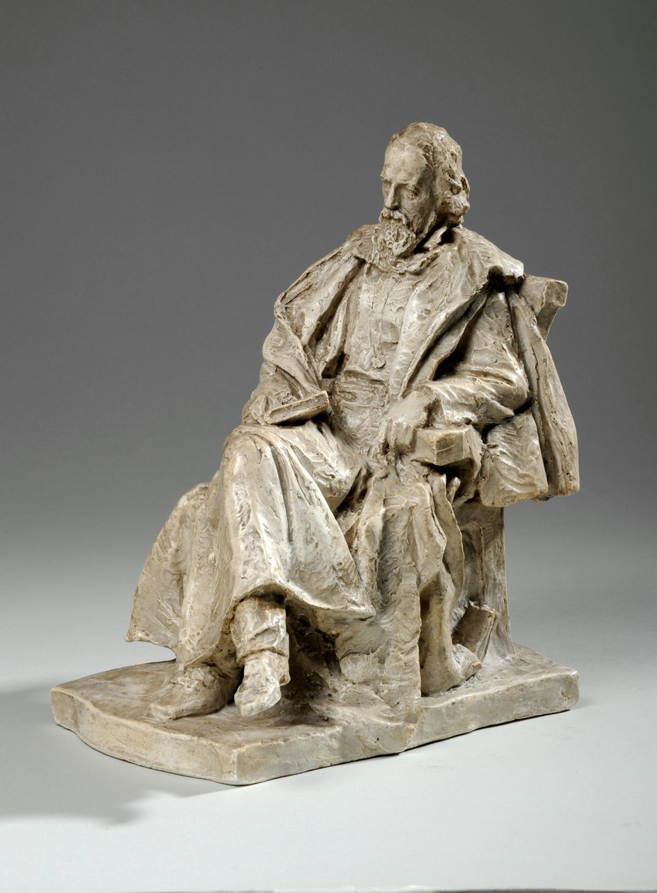 Maquette voor Alfred, Lord Tennyson zittend aan Trinity College, Cambridge door William Hamo Thornycroft