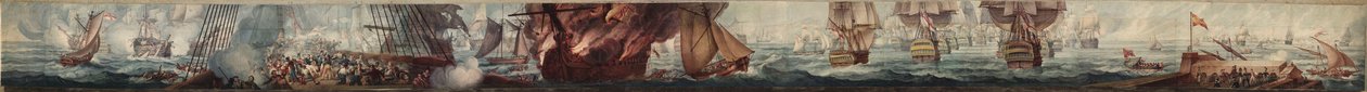 Panorama van de Slag bij Trafalgar, ca. 1820 door William Heath