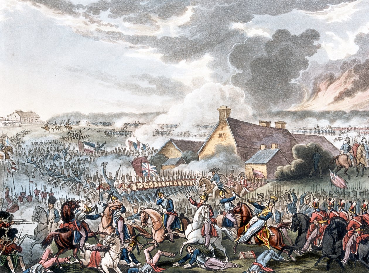 De Slag bij Waterloo, illustratie voor een verhalend gedicht door Dr. Syntax, gepubliceerd 1818 door William Heath