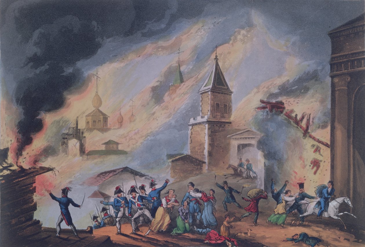 De Brand van Moskou, september 1812, gegraveerd door Thomas Sutherland door William Heath