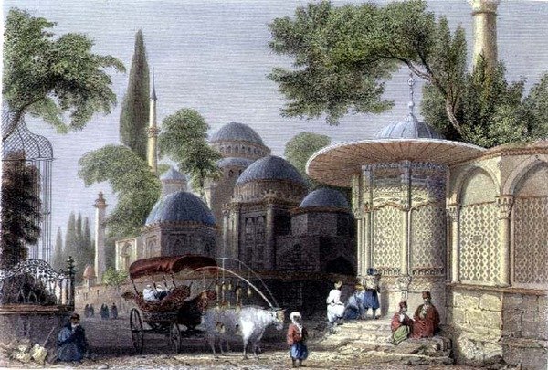 Fontein en moskee van Chahzade, gegraveerd door Roberts Sands door William Henry (after) Bartlett