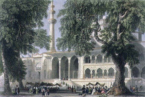 Yeni Djami, of Moskee van de Sultana Valide, Istanbul, gegraveerd door J.C. Varrall, c.1850 door William Henry (after) Bartlett