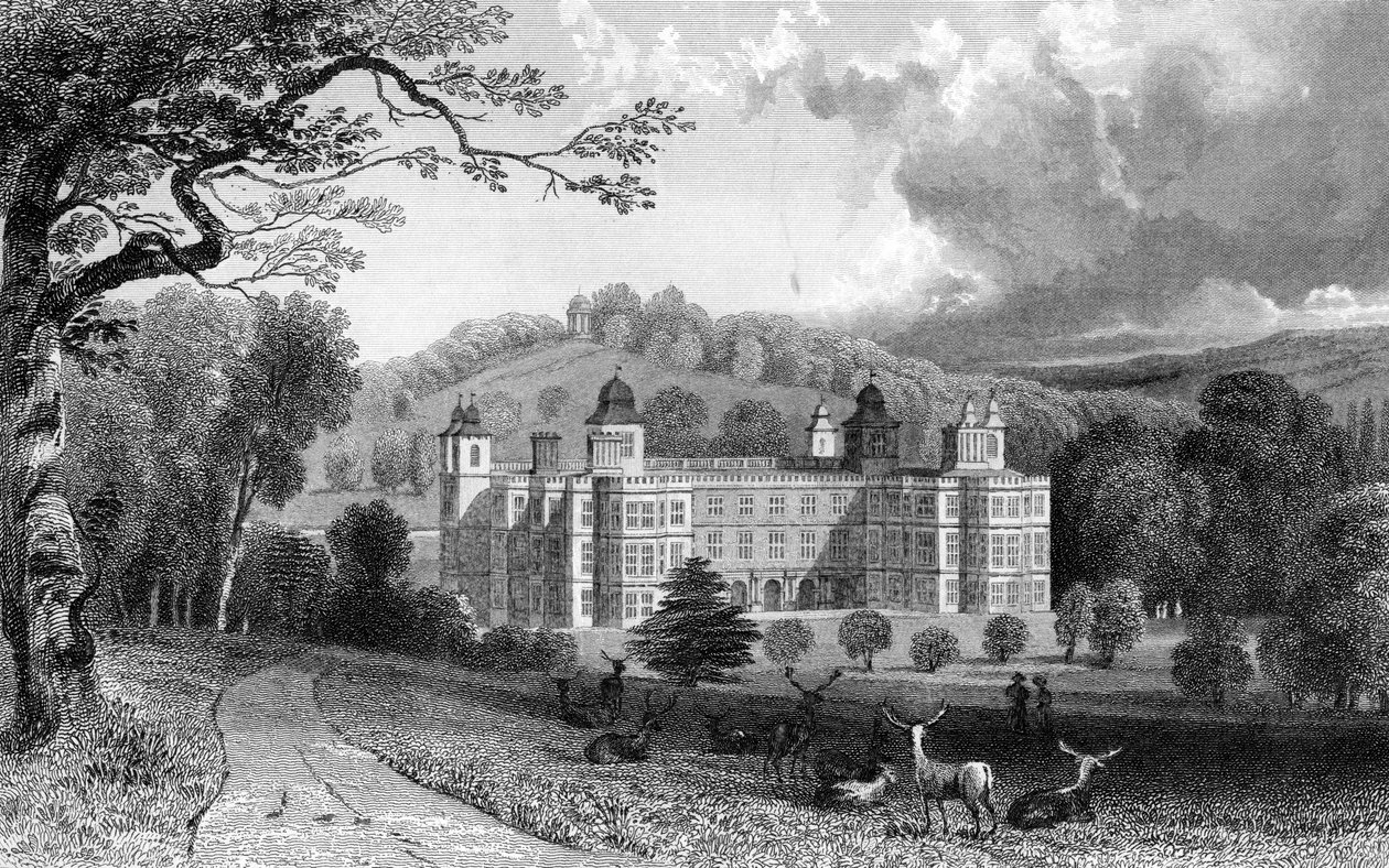 Audley End, Essex, gegraveerd door Henry Adlard, 1832 door William Henry Bartlett