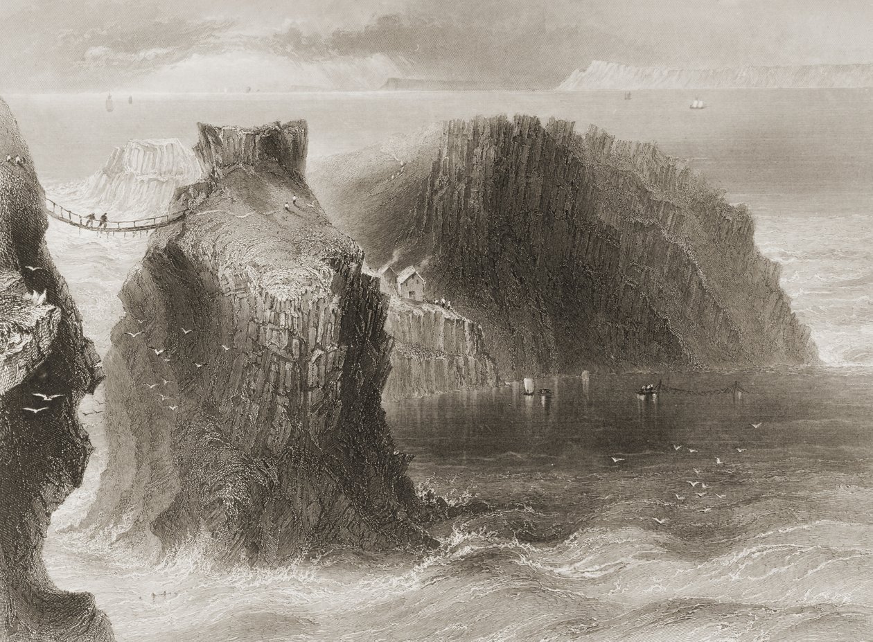 Carrick-a-Rede Touwbrug, County Antrim, Noord-Ierland, uit 