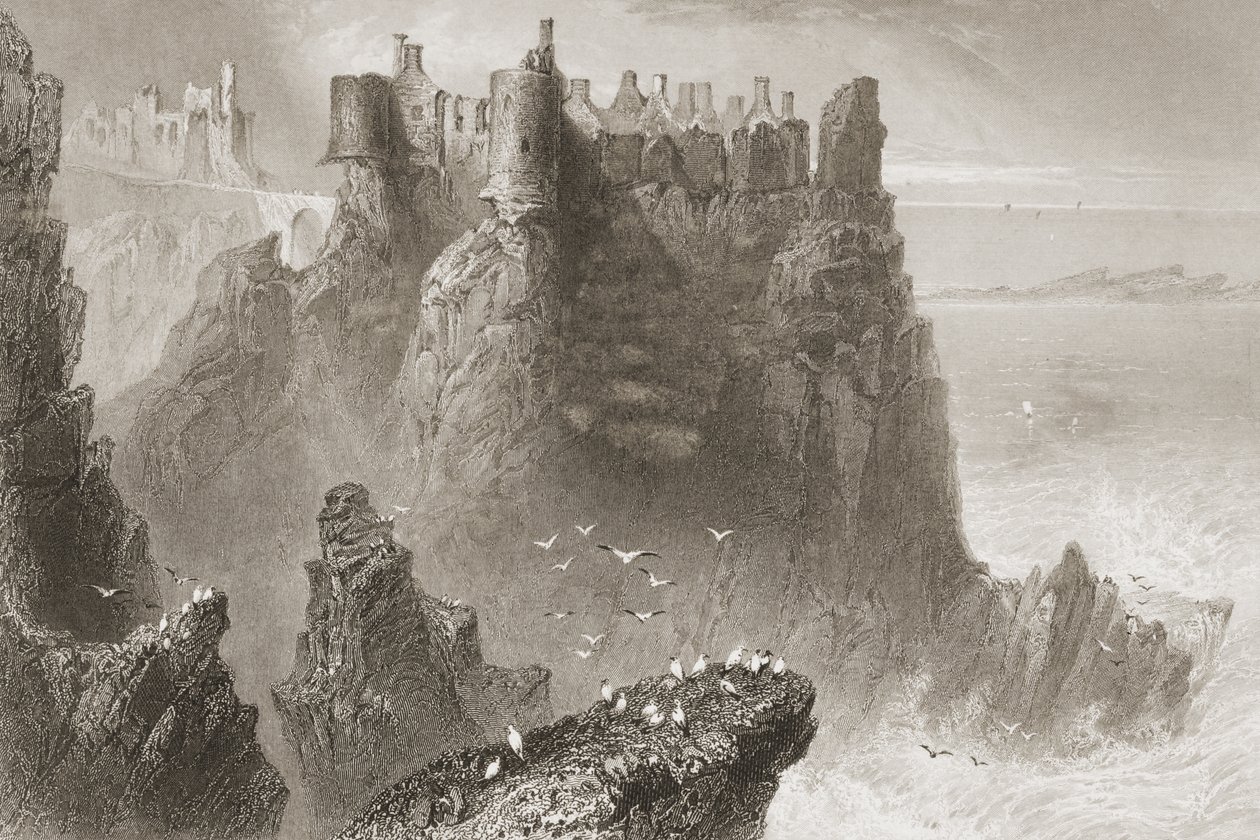 Kasteel Dunluce, County Antrim, Noord-Ierland, uit 