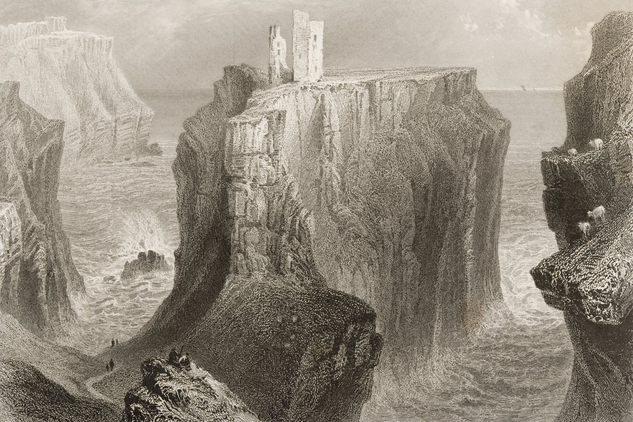 Kasteel Dunseverick, County Antrim, Noord-Ierland, uit 