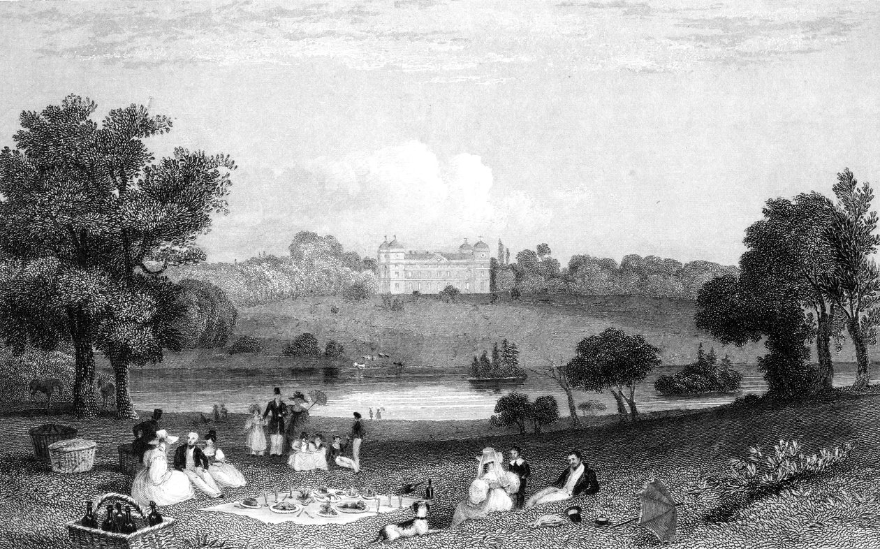 Hallingbury Place, Essex, gegraveerd door Henry Wallis, 1832 door William Henry Bartlett