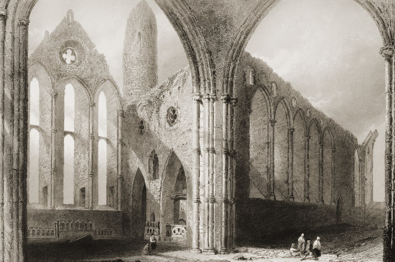 Interieur van Hore Abbey, The Rock of Cashel, County Tipperary, Ierland, uit 