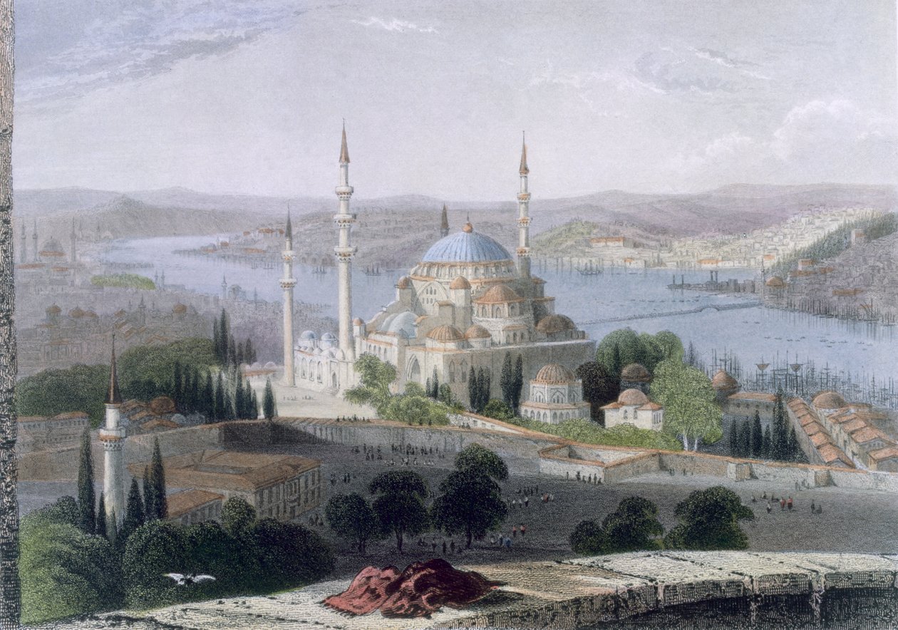 Moskee en graf van Suleiman door William Henry Bartlett