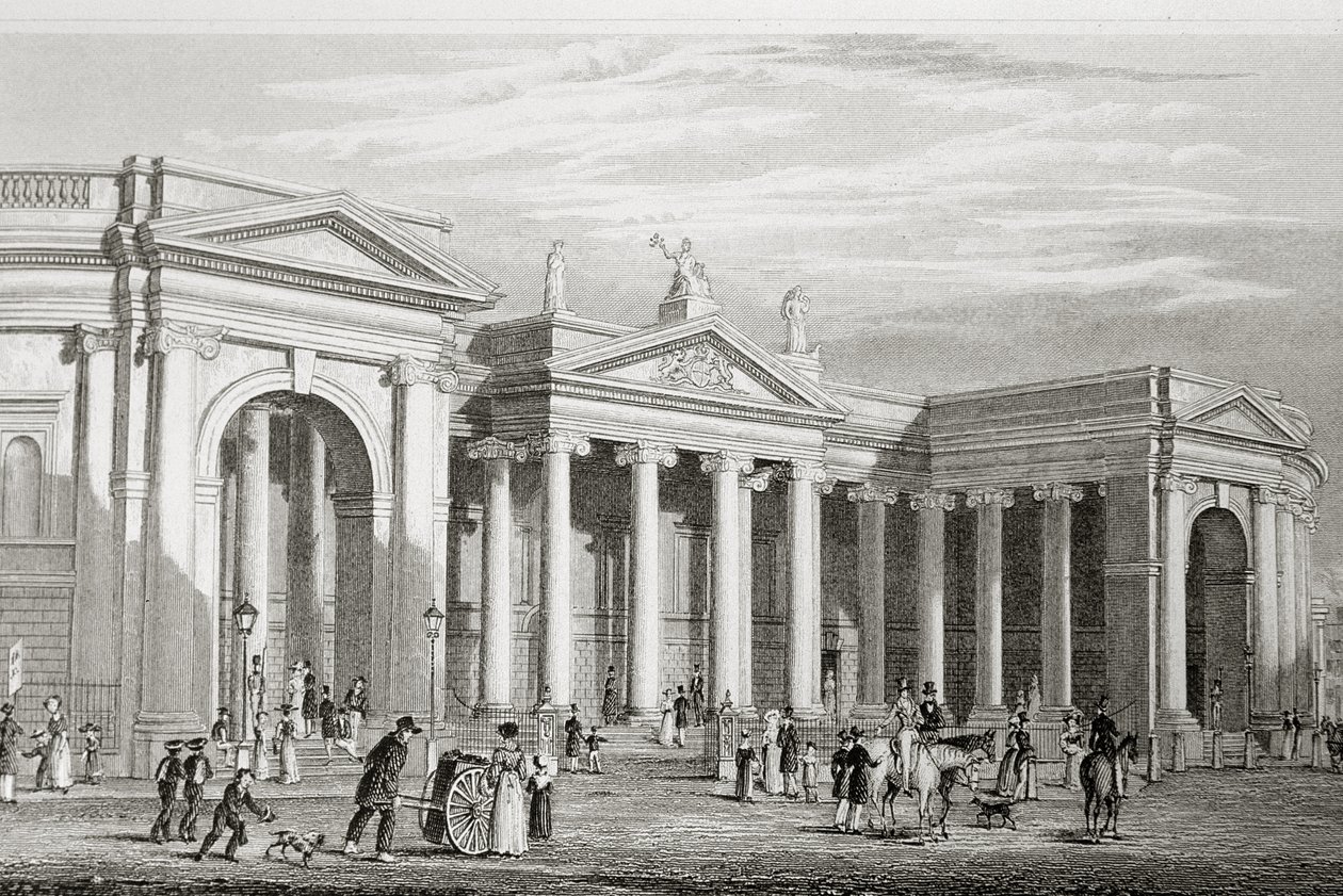 De Bank van Ierland, Dublin, gebouwd in 1729, uit 