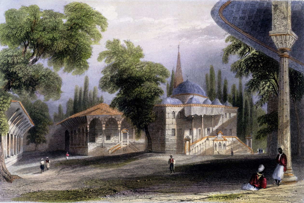 Derde hof van de Serai Bownou, 1850 door William Henry Bartlett