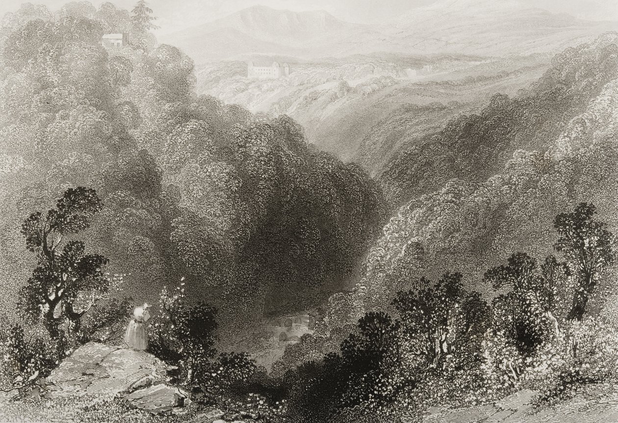 Uitzicht op Powerscourt vanaf de Dargle, County Wicklow, uit 