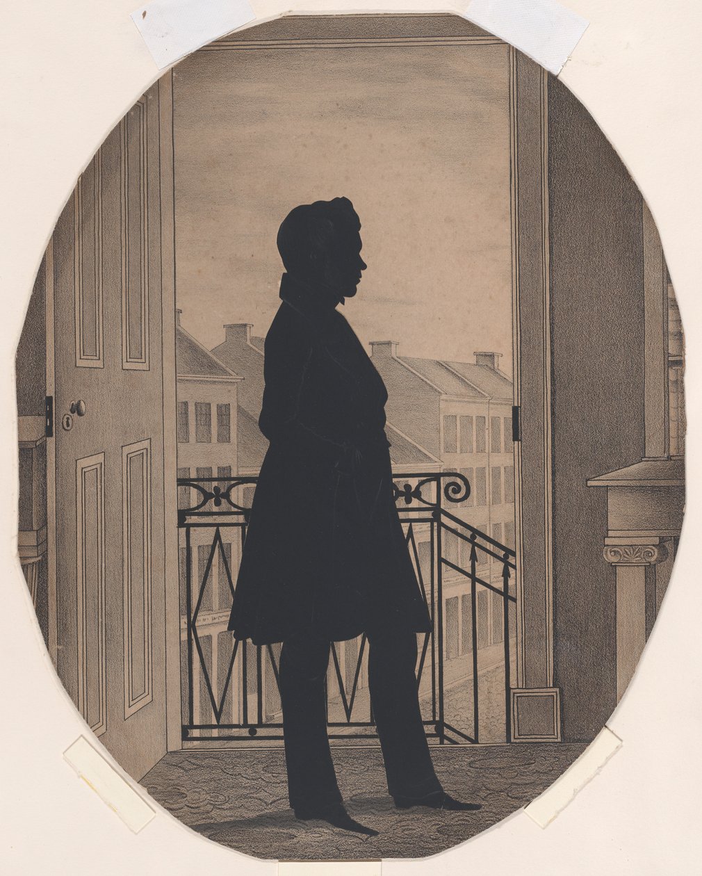 Silhouet van een Jonge Man voor een Open Raam, naar Rechts, voor 1860 door William Henry Brown