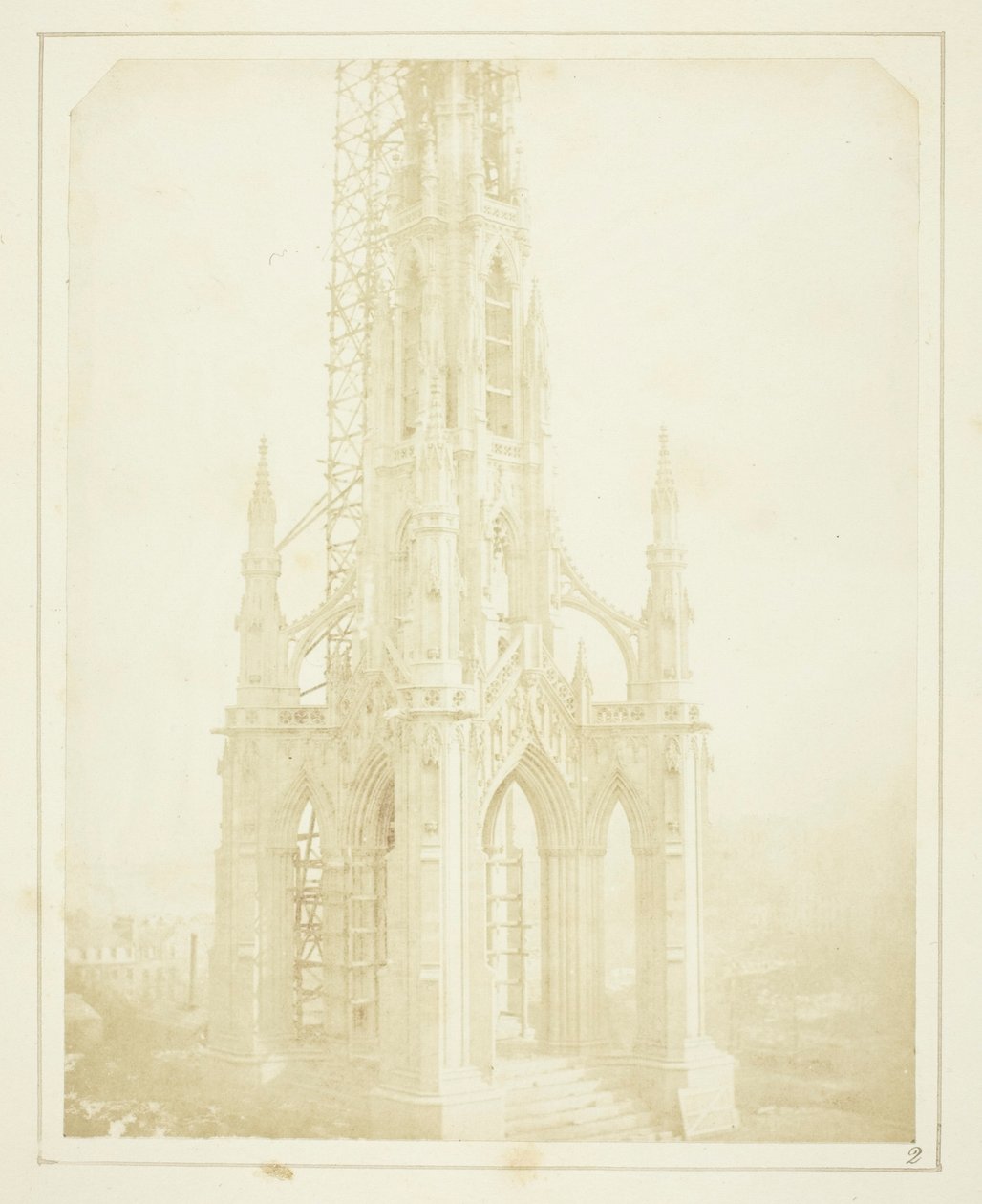 Monument voor Sir Walter Scott, Edinburgh, zoals het er in oktober 1844 uitzag, toen het bijna voltooid was door William Henry Fox Talbot