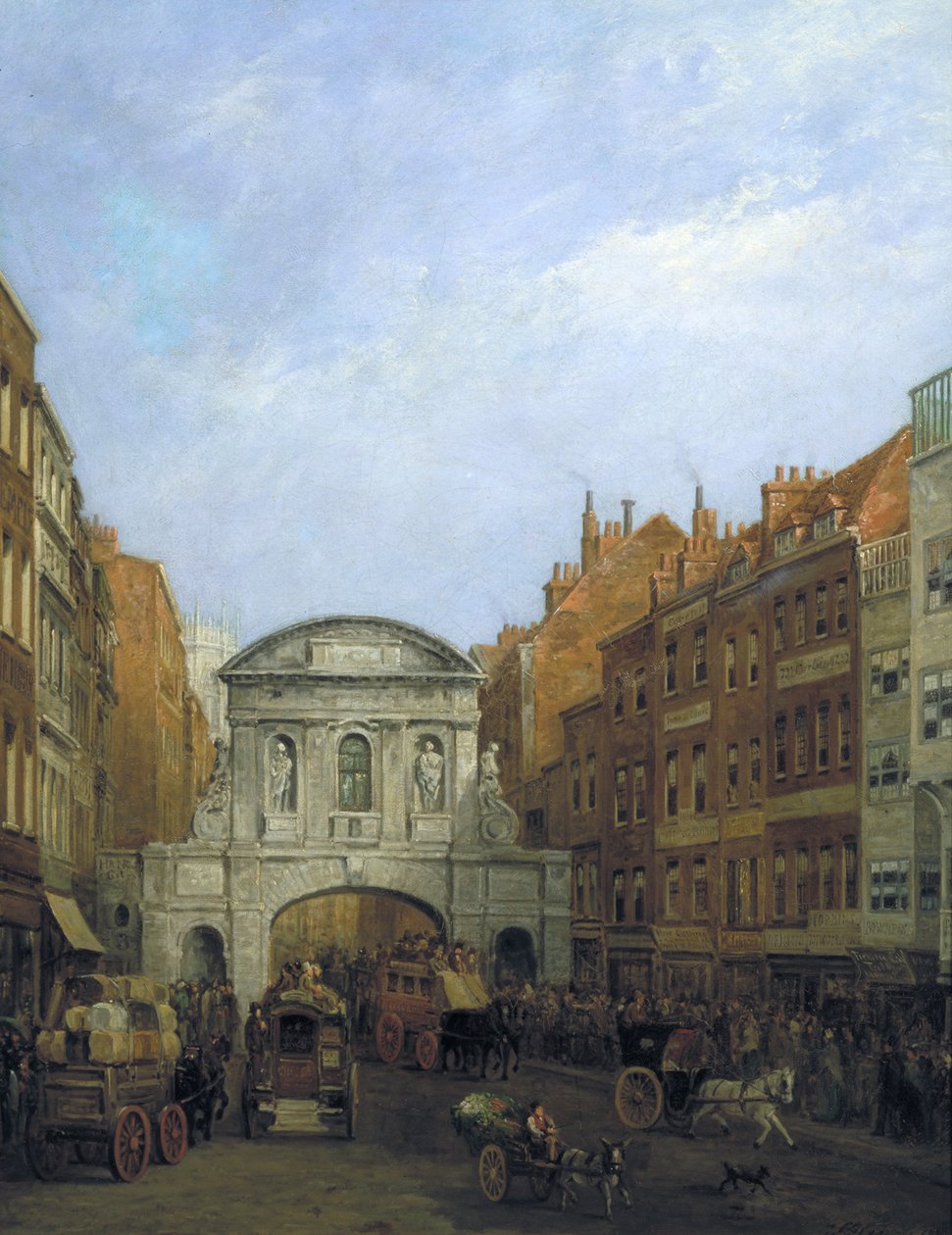 Temple Bar vanaf de Strand, Londen door William Henry Haines