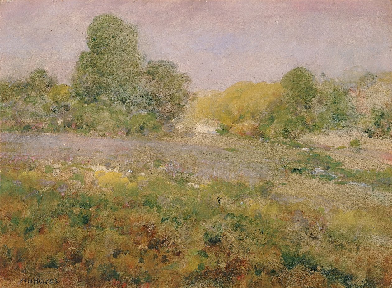 Veld met bonte grassen in de nazomer (in de heuvels van Virginia) door William Henry Holmes