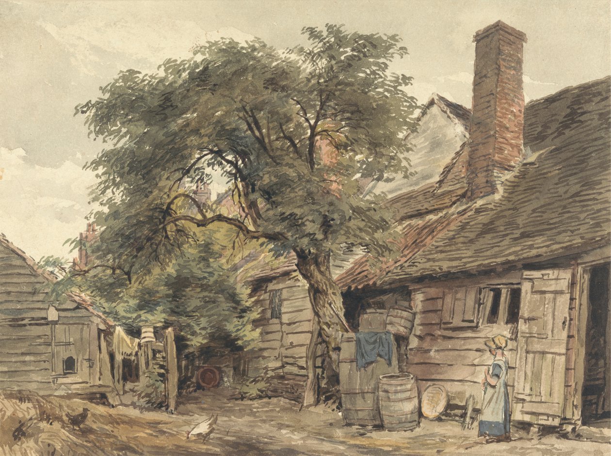 Achtertuin van een huisje door William Henry Hunt