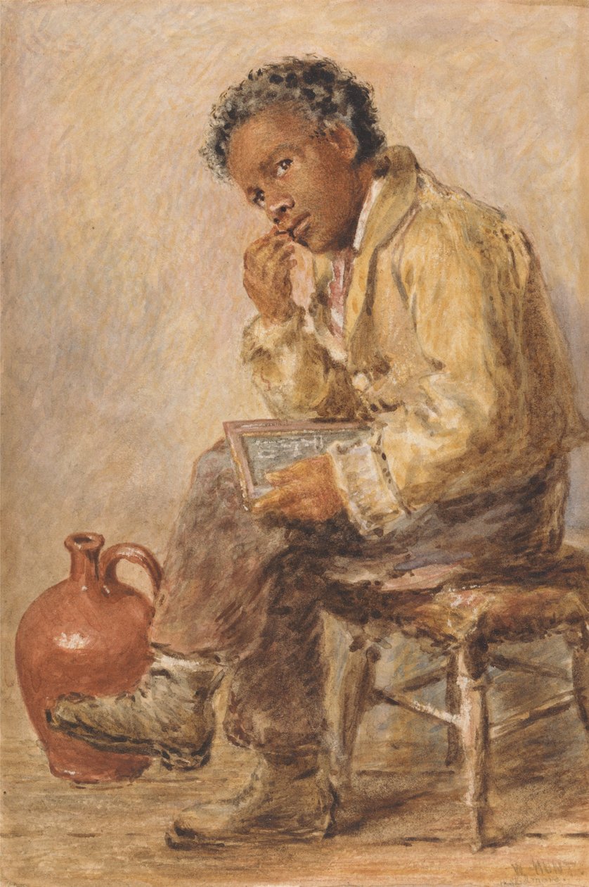 Portret van een jonge man met een lei door William Henry Hunt