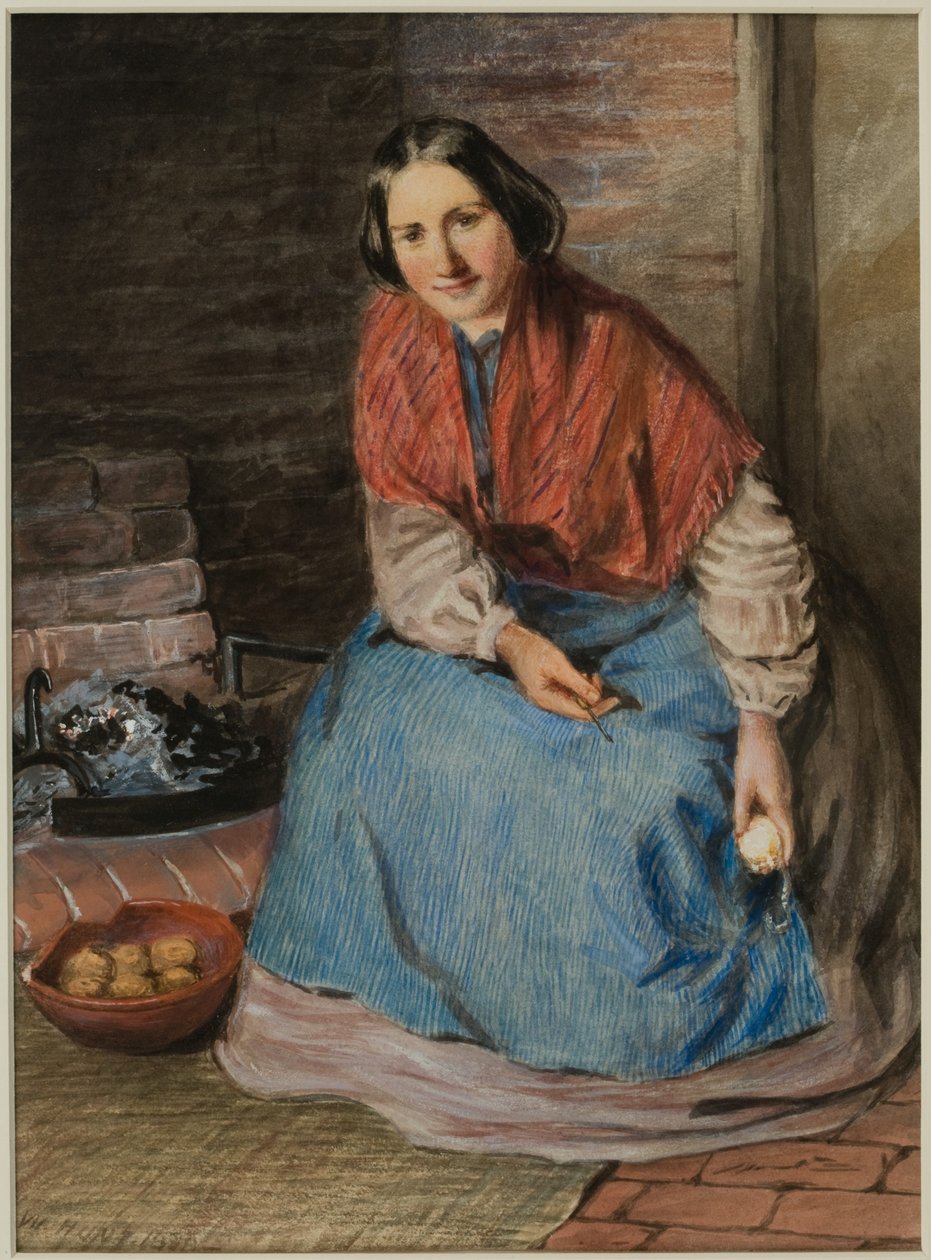 Vrouw die Appels Schilt door William Henry Hunt