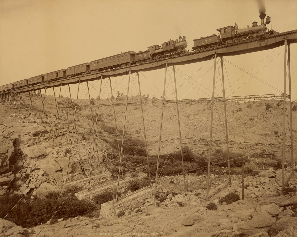 Dale Creek Brug, Union Pacific Spoorweg door William Henry Jackson